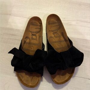 Mad Love Black Bow Slide Sandals